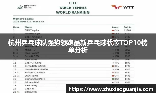 杭州乒乓球队强势领跑最新乒乓球状态TOP10榜单分析